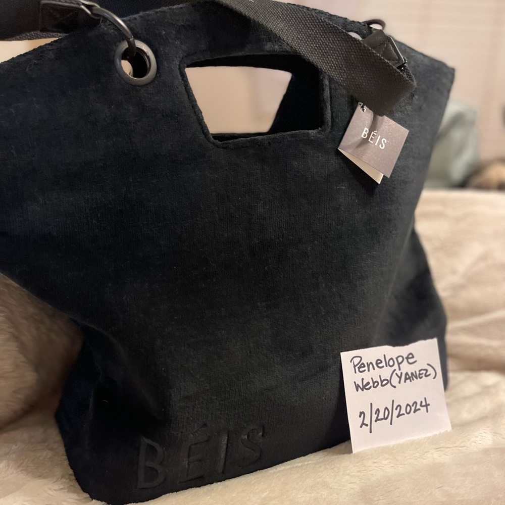 Beis Terry tote in black. NWT. No longer sold